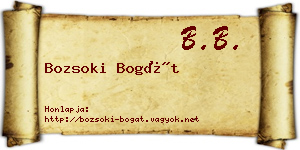 Bozsoki Bogát névjegykártya
